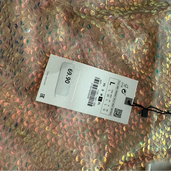 Zara  iridescent sequin Long Sleeve crop top. New with tags. - Picture 5 of 5